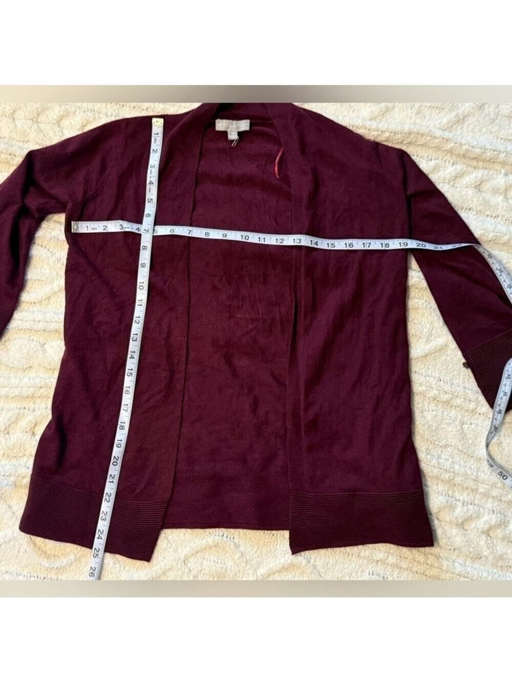 Evolution by Cyrus Ribbed Cardigan XS Red Burgundy Open Front Knit Lightweight - Picture 12 of 14